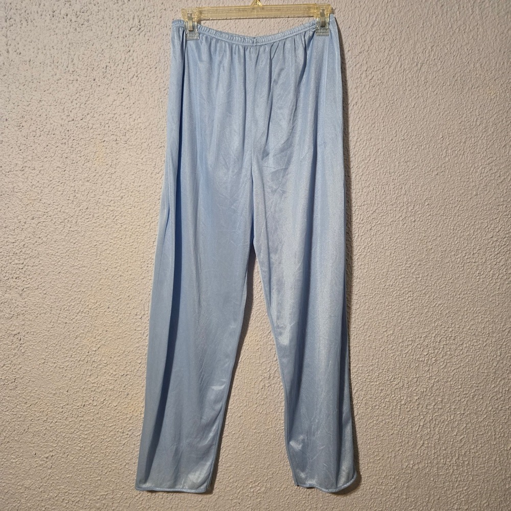 Vintage Carol Wright Womens Light Blue Silky Pajama Slip Pants Size L Loungewear